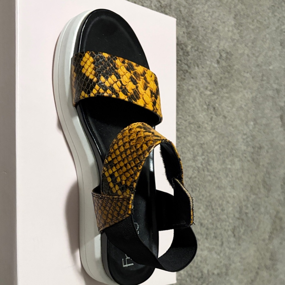 Franco Sarto Black and Yellow Snake Sandals